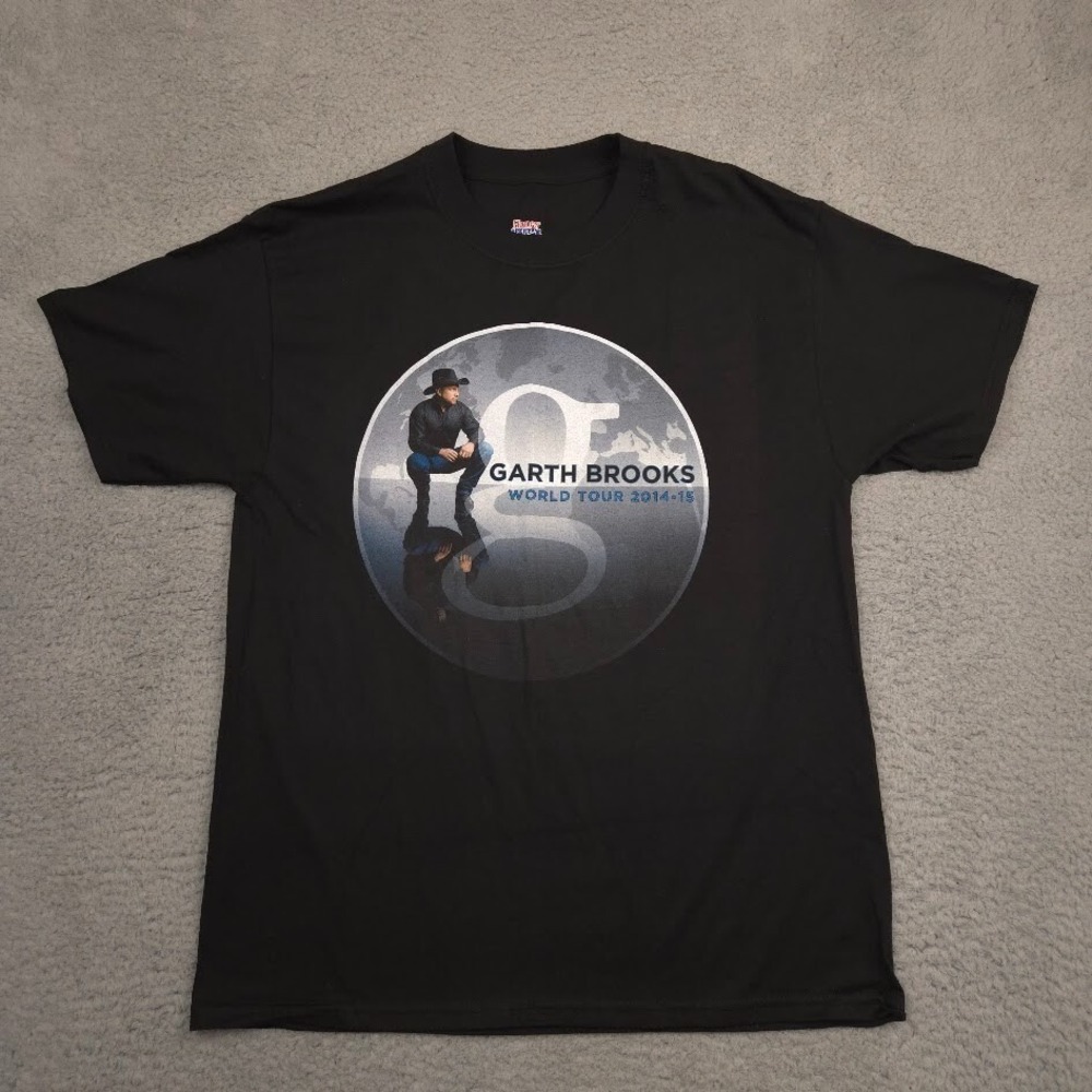 Garth Brooks World Tour 2014-15 T Shirt Mens Large Black Concert Tour Tee
